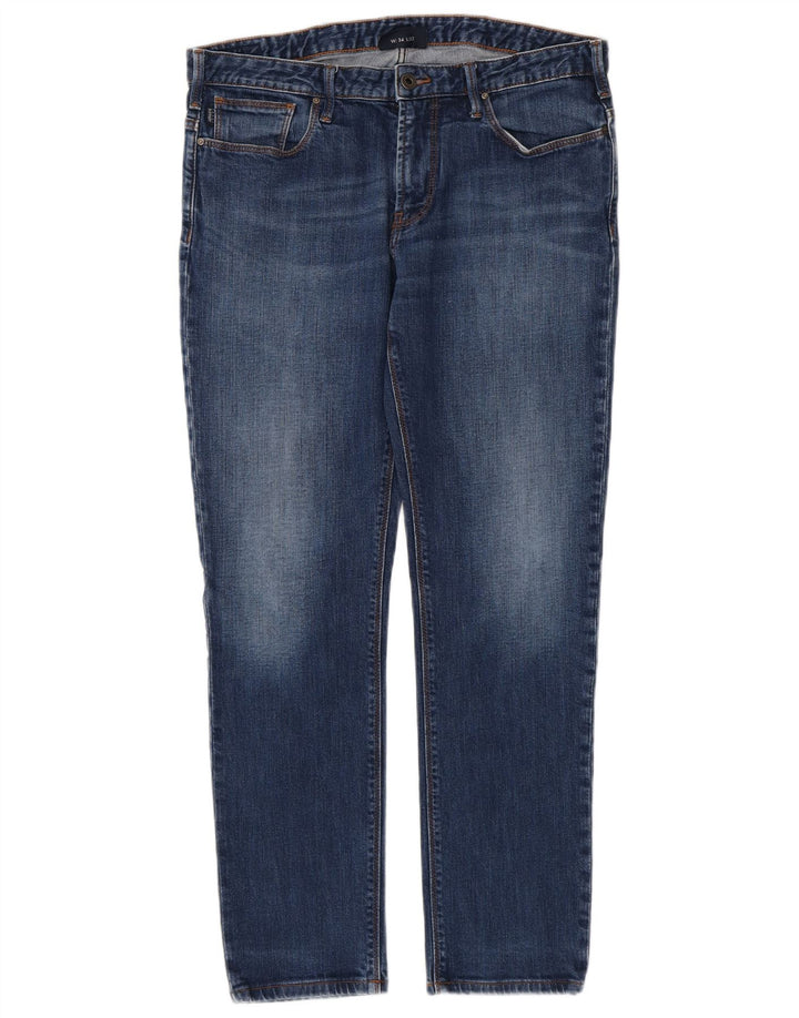ARMANI Damen Slim Jeans W34 L29 Blaue Baumwolle