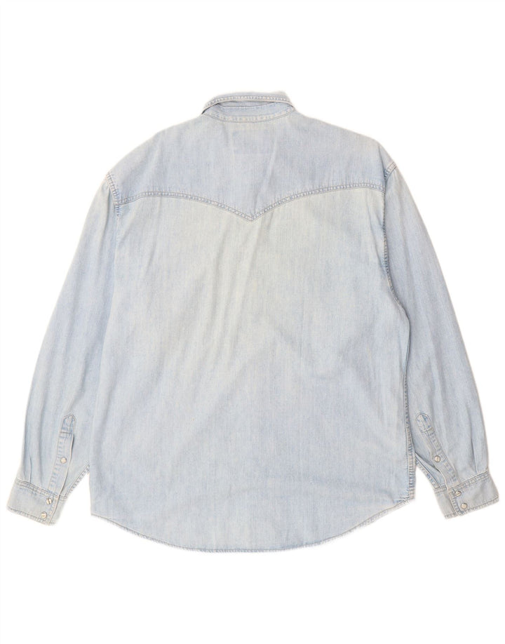 Wrangler Herren-Western-Jeanshemd, groß, aus blauer Baumwolle