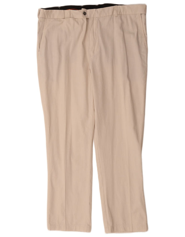 Farah Mens Classic Fit Straight Chino Trousers W40 L29 Beige Cotton