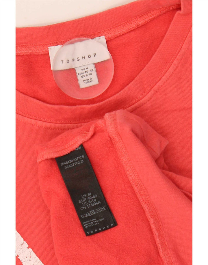 Topshop Womens Graphic Oversized Sweatshirt Pullover UK 14 Mittelrosa Baumwolle