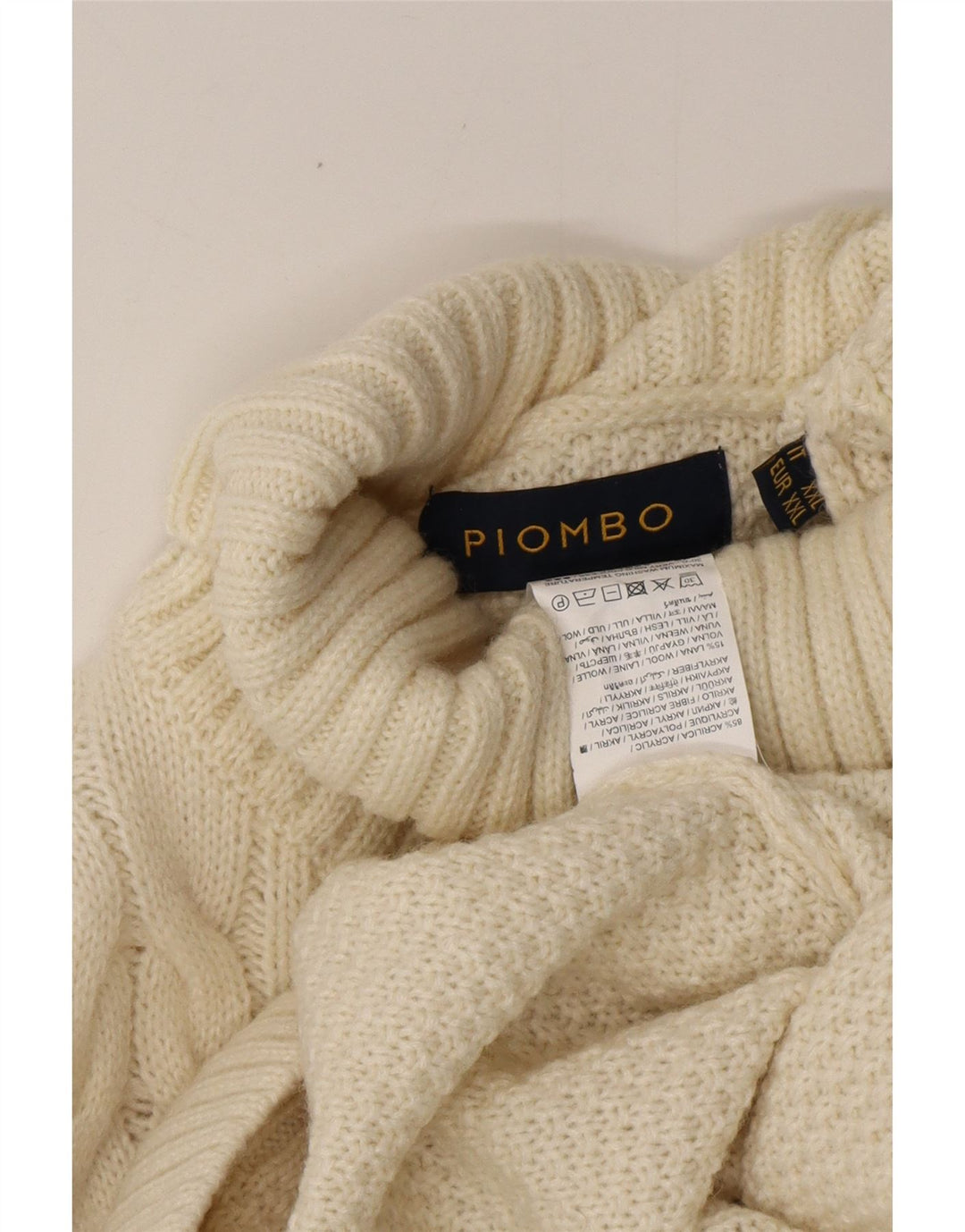 PIOMBO Herren Rollkragenpullover Pullover 2XL Weiß Acryl