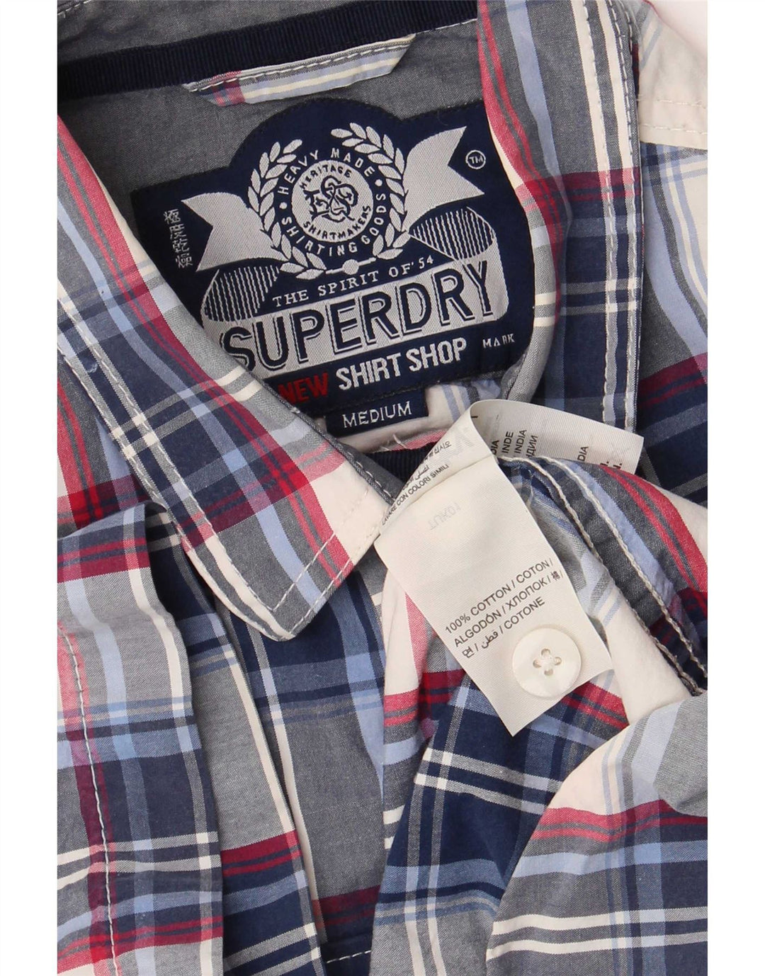 Superdry Herren Kurzarmhemd Mittelblau kariert