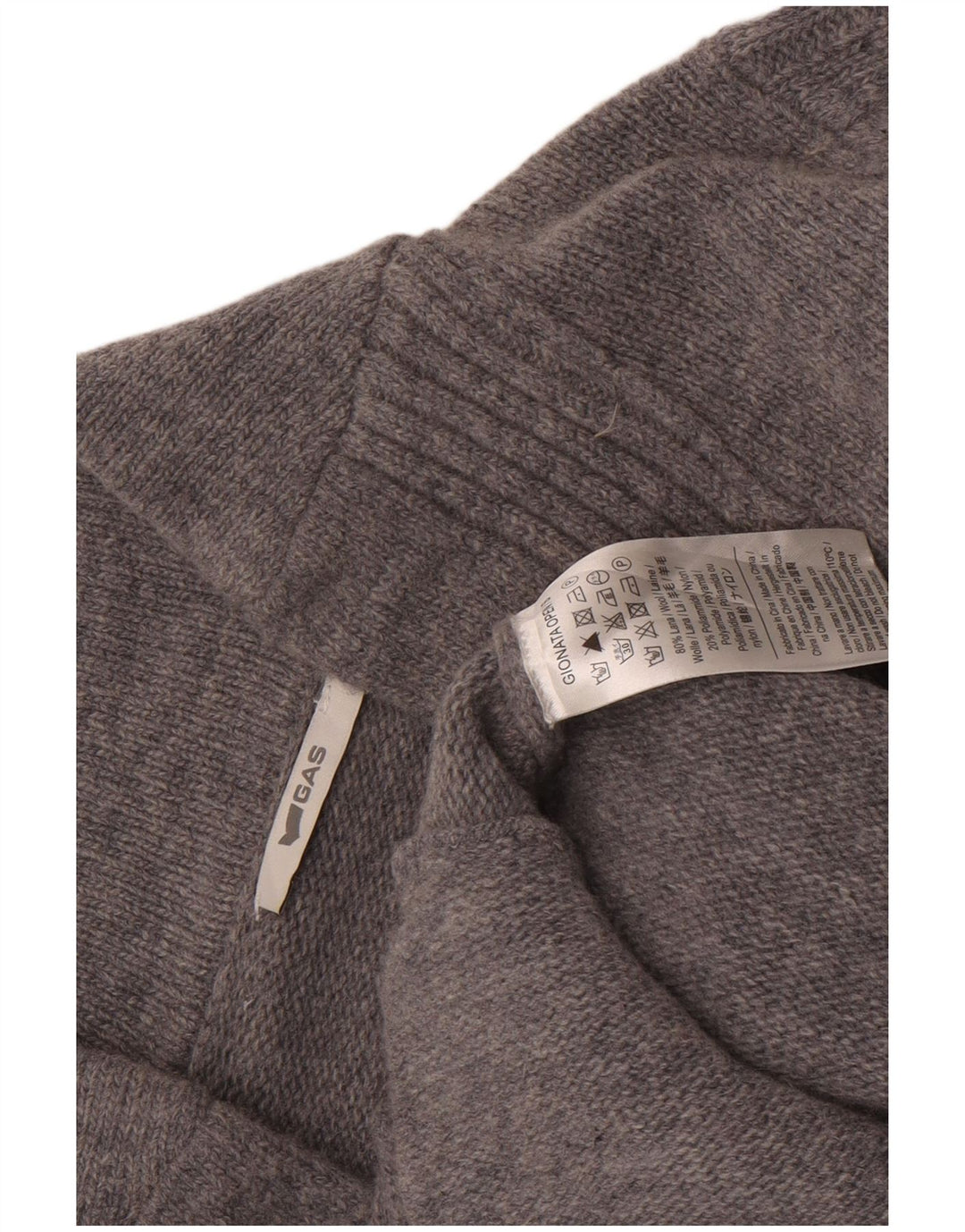 Gas Herren-Strickjacke, kleine graue Wolle