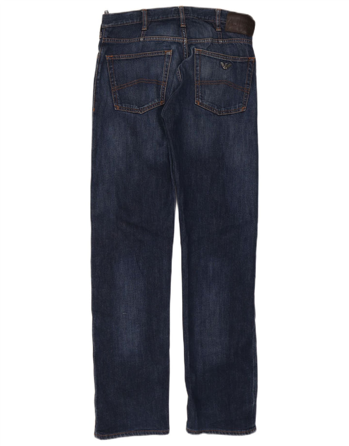 Armani Herren Regular Fit Straight Jeans W30 L32 Marineblau Baumwolle
