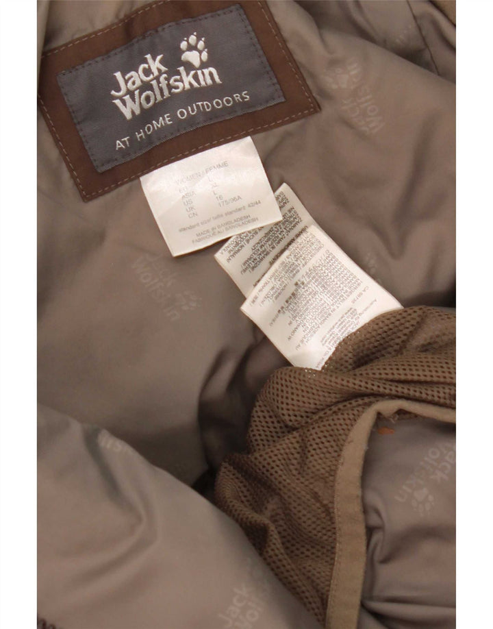 Jack Wolfskin Damen Parka mit Kapuze, UK 16, Größe L, braun, Polyester