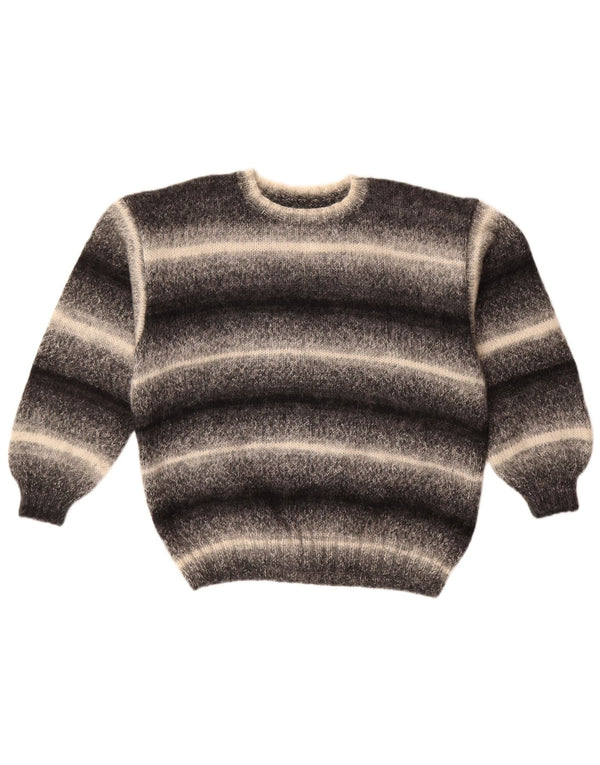 Vintage Damen Pullover mit U-Boot-Ausschnitt UK 18 XL Schwarz gestreift