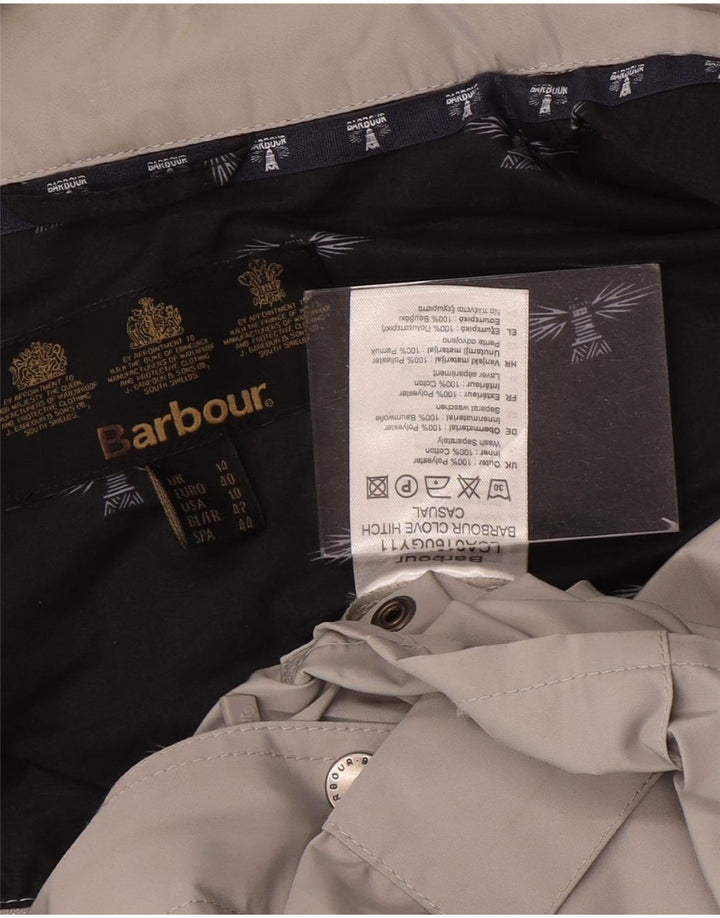 Barbour Damen-Regenjacke mit Kapuze, UK 14, großes graues Polyester