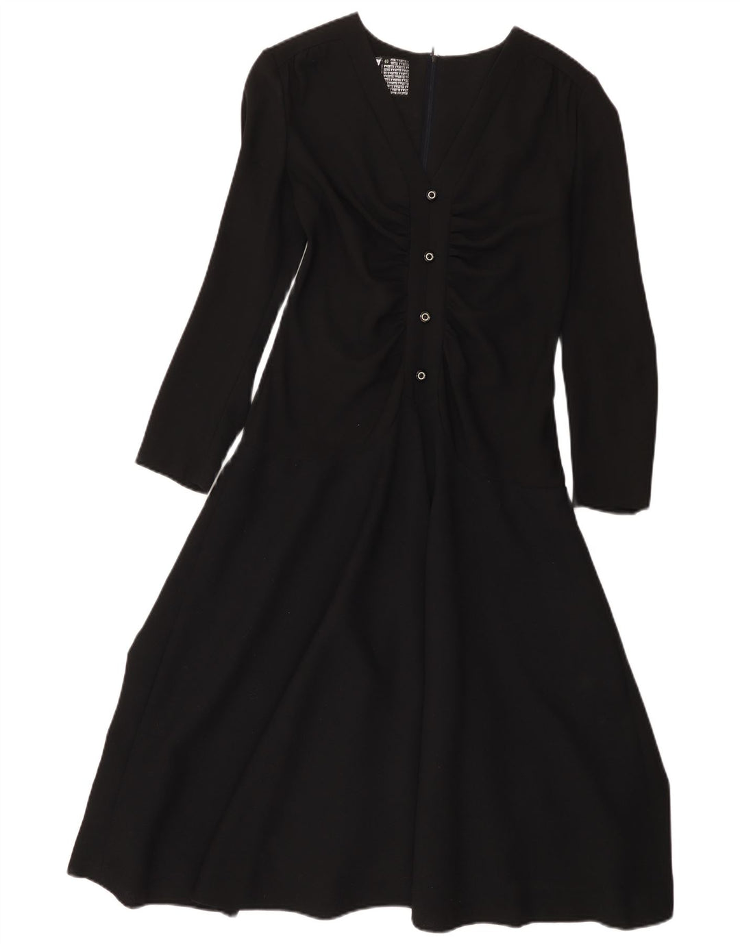 Yvette Damen Langarm-A-Linien-Kleid EU 40 Mittelschwarzes Acetat