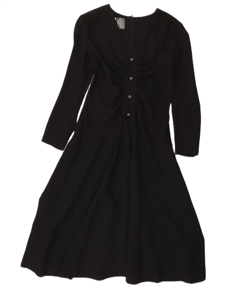 Yvette Damen Langarm-A-Linien-Kleid EU 40 Mittelschwarzes Acetat