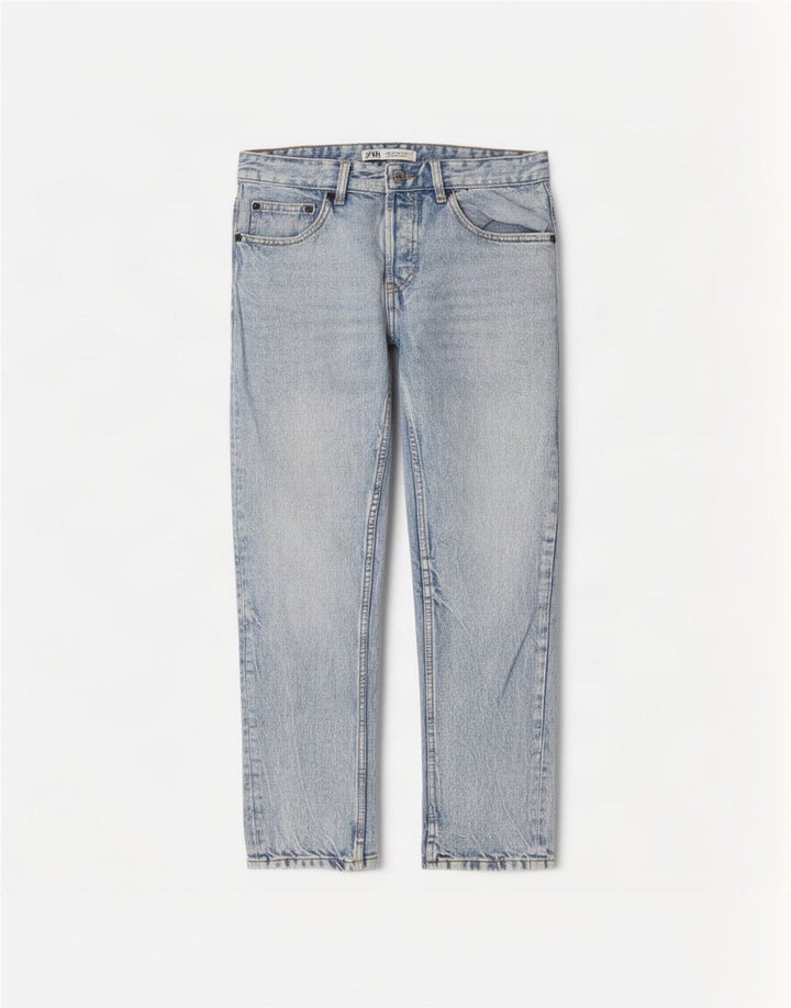 Zara Herren-Jeans, kurz geschnitten, EU 30, Größe S, W30, L26, Blau, Baumwolle