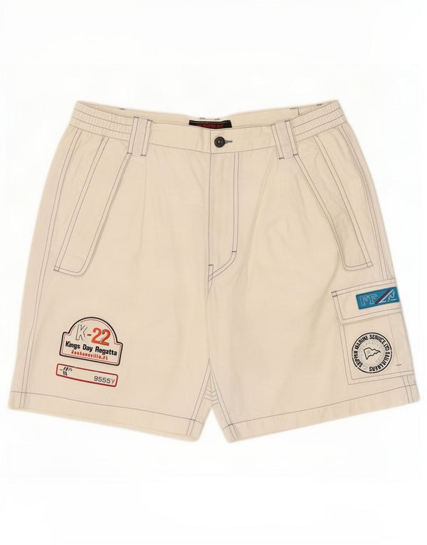 Murphy & Nye Herren-Cargoshorts mit Grafik, Größe L, W36, cremefarbene Baumwolle