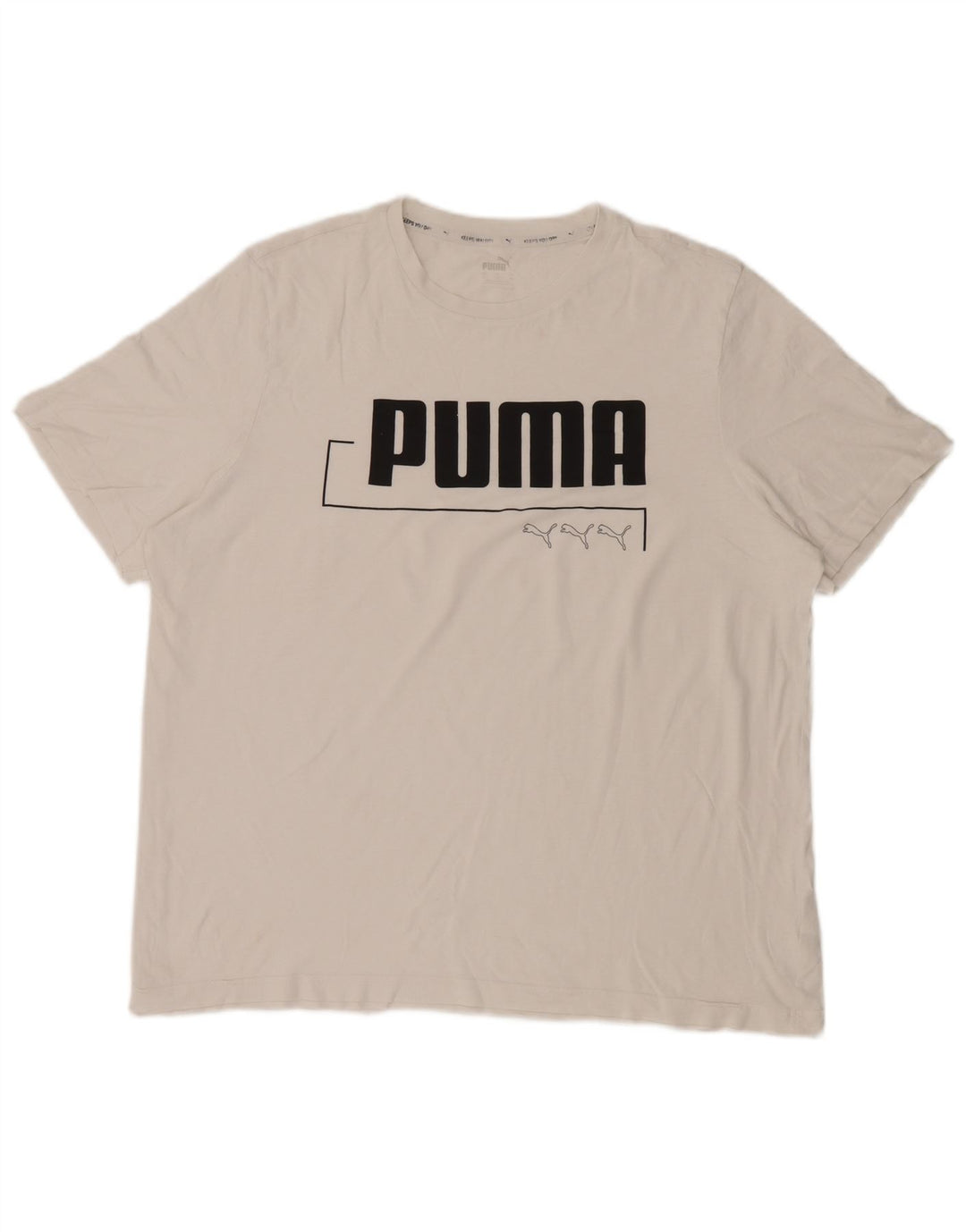 Puma Herren Grafik T-Shirt Top XL Weiß Baumwolle