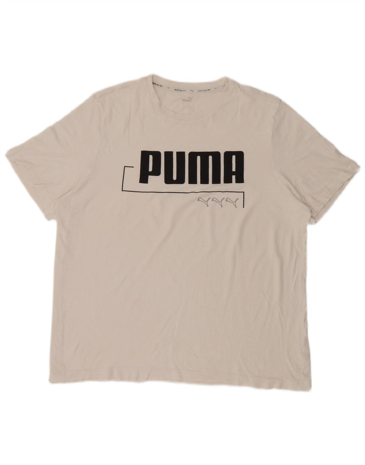 Puma Herren Grafik T-Shirt Top XL Weiß Baumwolle