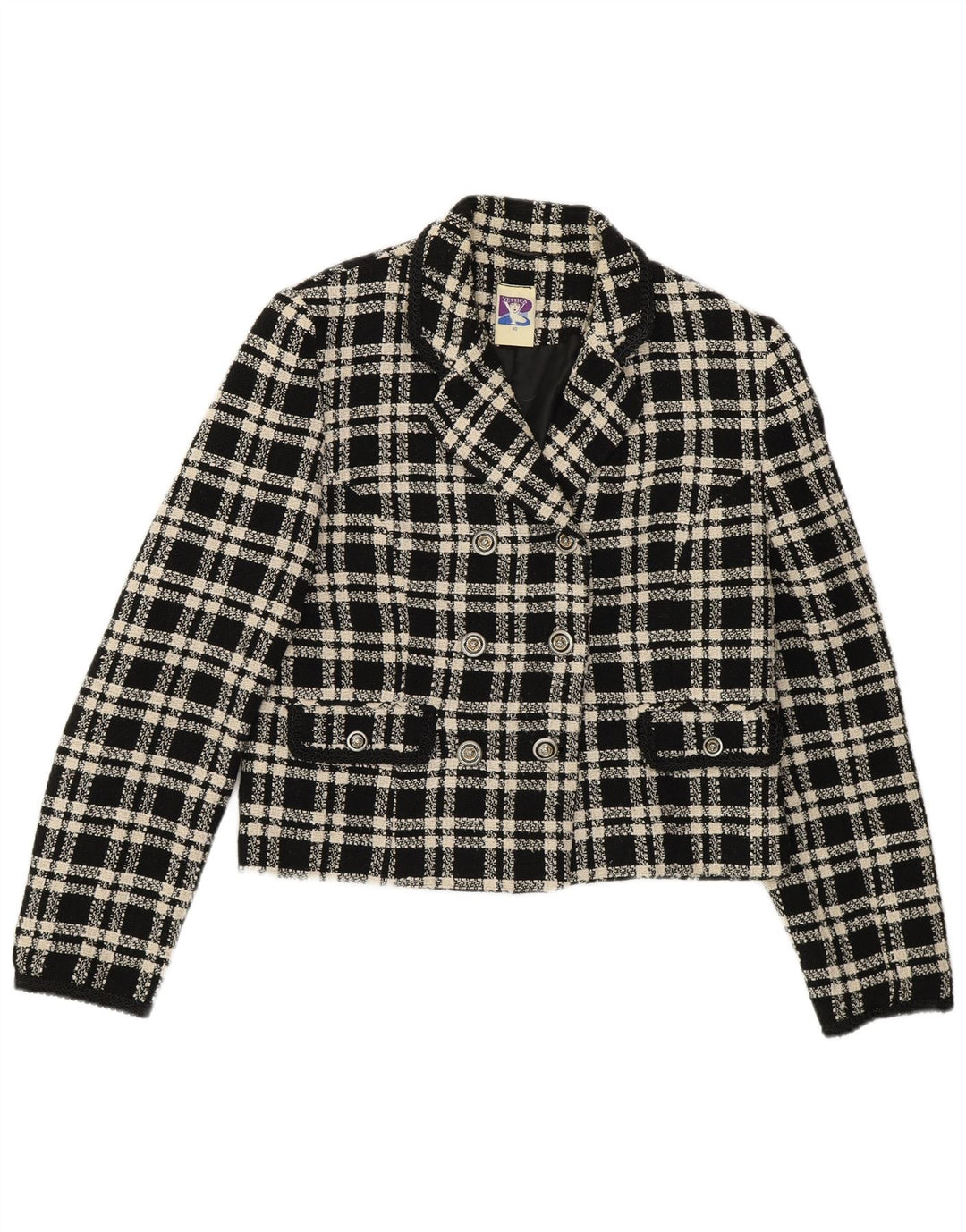 Yessica Damen-Zweireiher-Blazerjacke, EU 40, mittelschwarz karierte Wolle