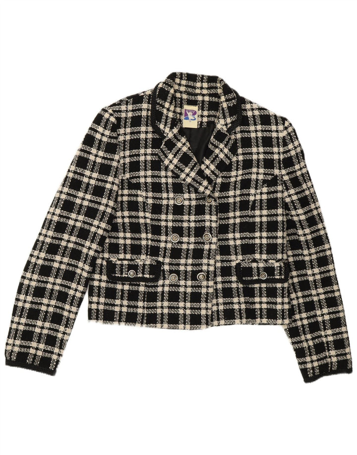 Yessica Damen-Zweireiher-Blazerjacke, EU 40, mittelschwarz karierte Wolle