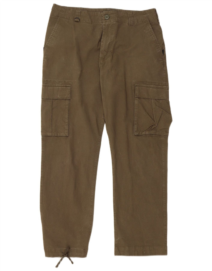 NIKE Damen gerade Cargohose W34 L27 Khaki Baumwolle