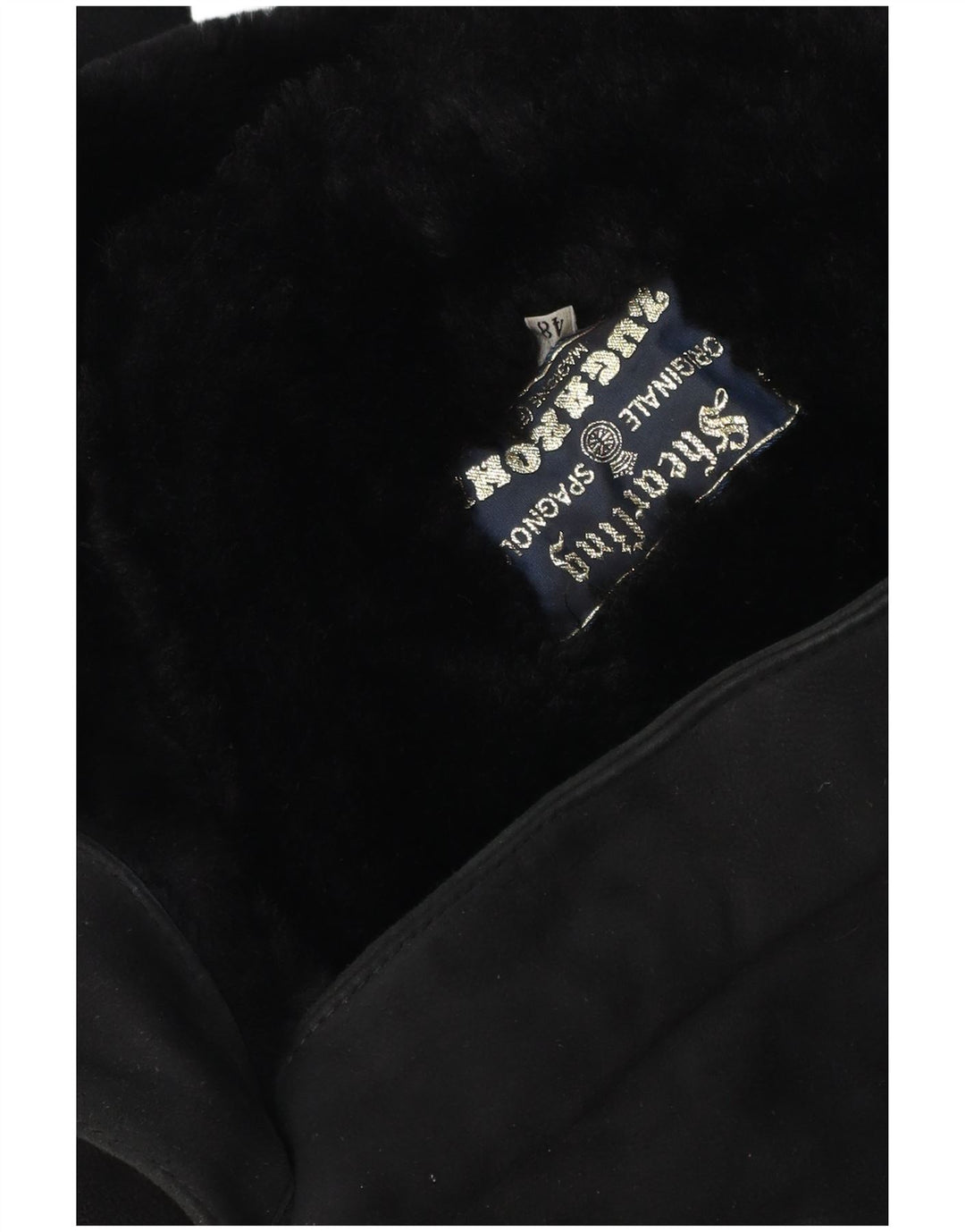 VINTAGE Herren-Shearling-Mantel IT 48 Medium Black Shearling