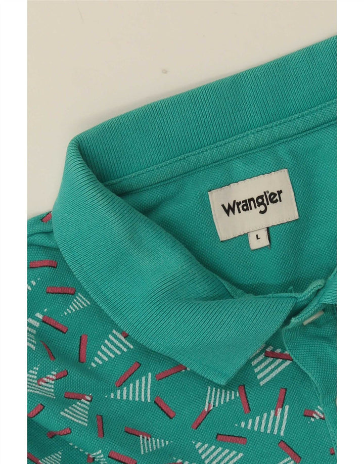 Wrangler Herren-Poloshirt, groß, türkis, geometrisch