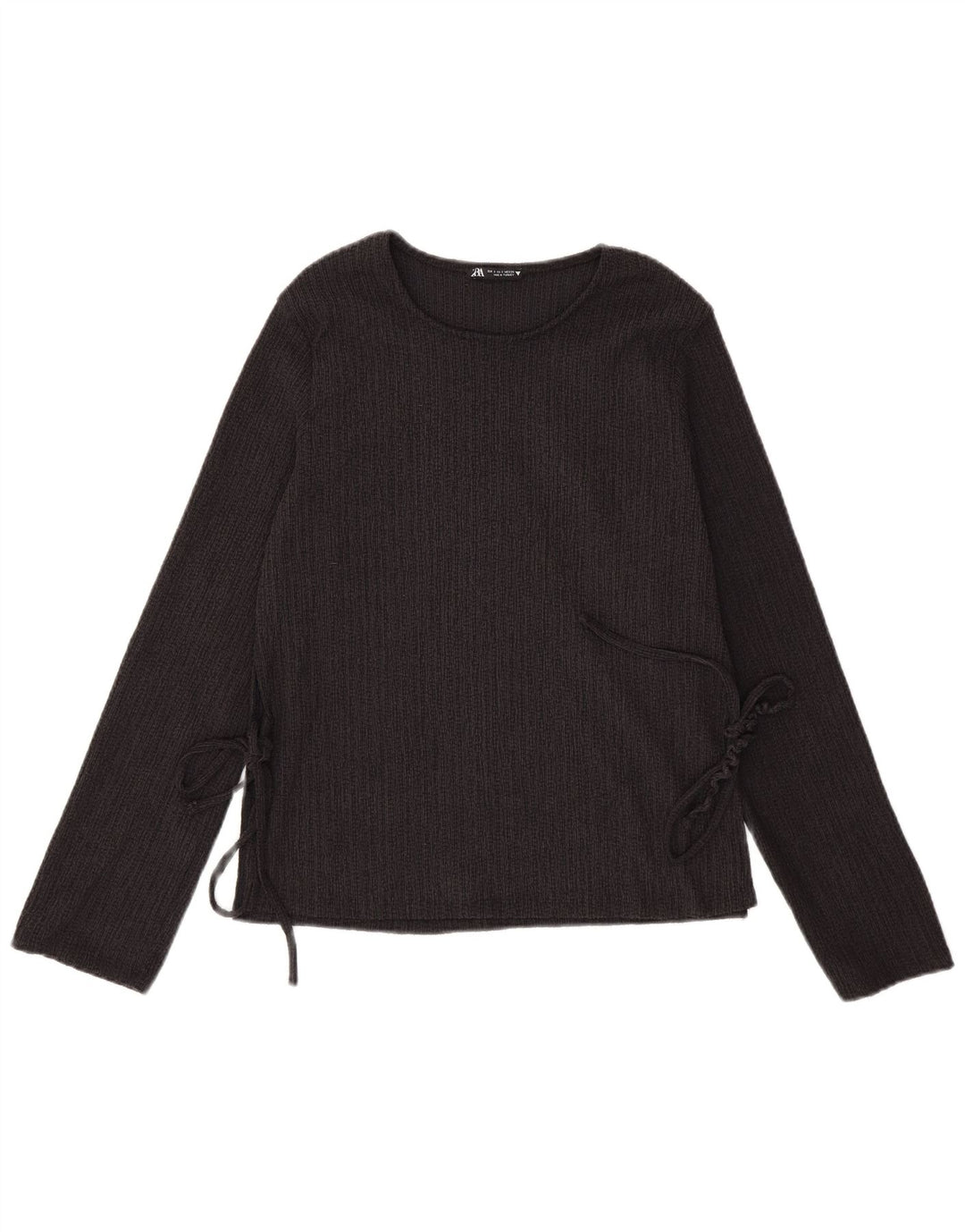 Zara Damen Top Langarm UK 10 Small Schwarz Polyester