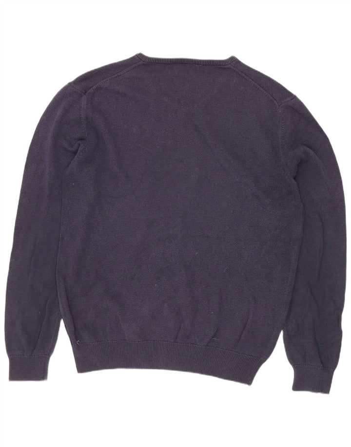 Crew Clothing Herren-Pullover mit V-Ausschnitt aus mittelblauer Baumwolle