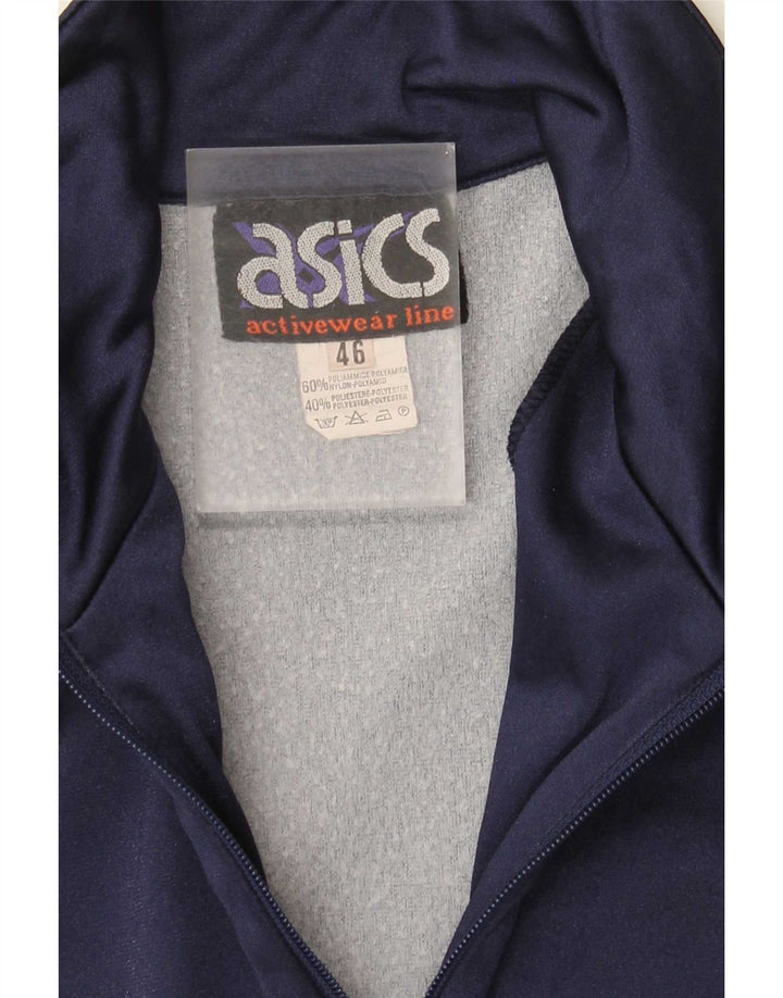 Asics Herren-Trainingsanzugoberteil mit Grafik, IT 46, Größe S, Marineblau, Farbblock