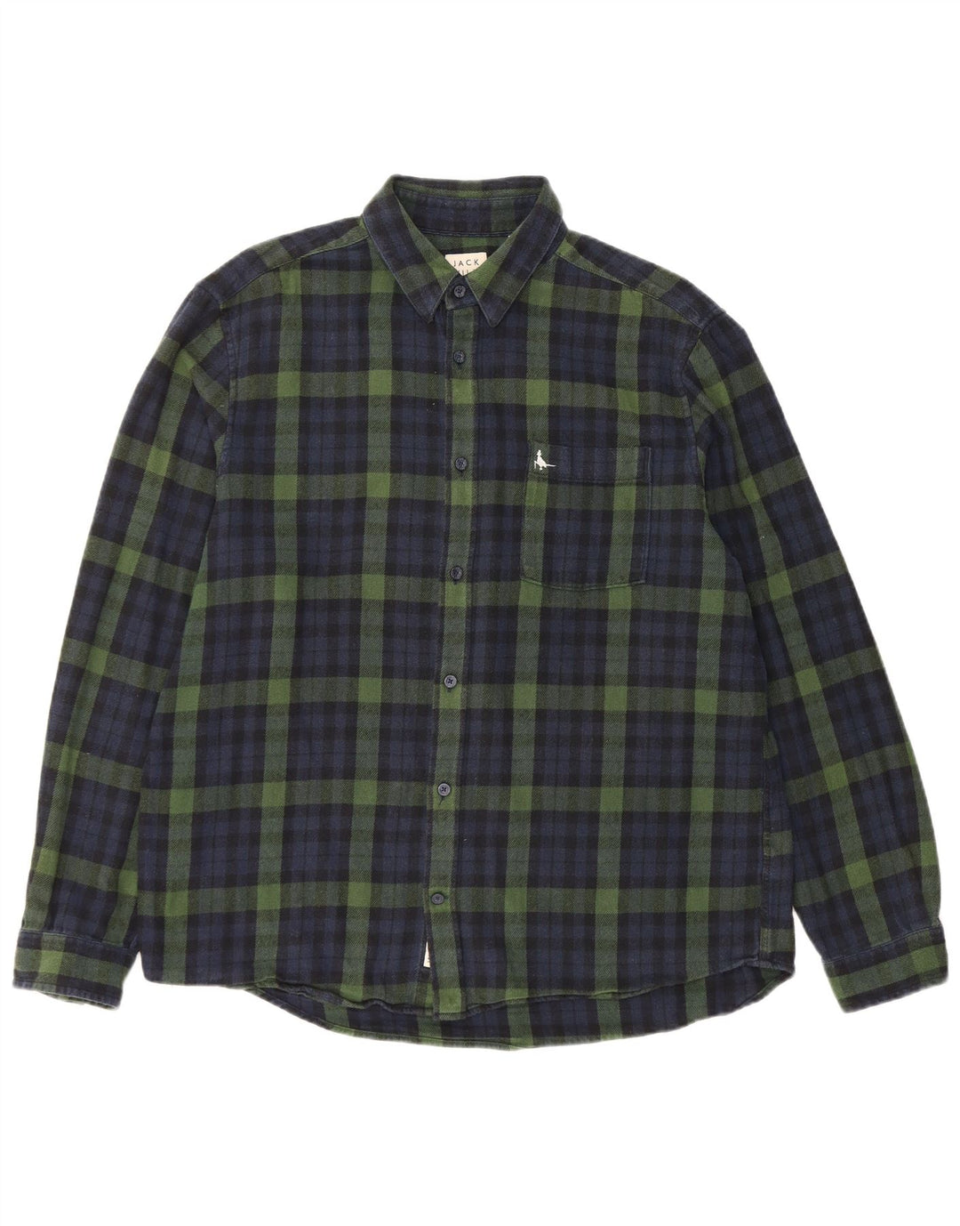 Jack Wills Herren-Flanellhemd mit klassischer Passform, groß, marineblau, kariert, Baumwolle