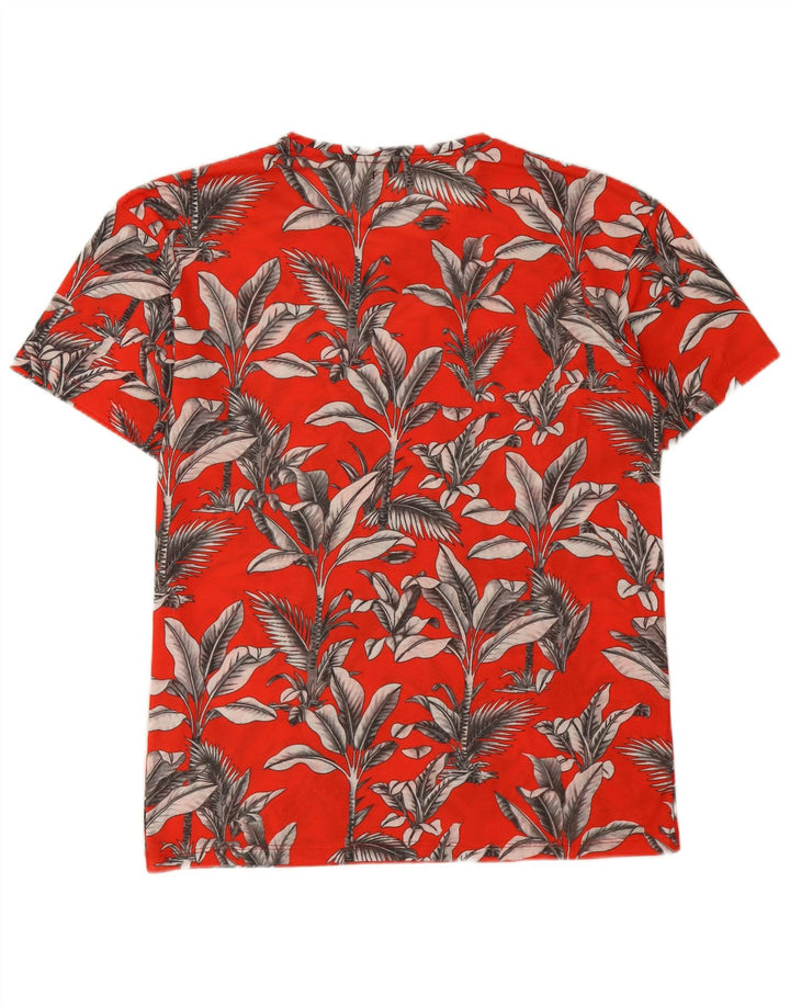 Zara Herren T-Shirt Top Großes Rotes Blumenmuster