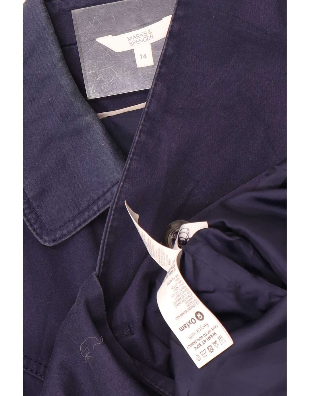 Marks & Spencer Damen Kurzer Trenchcoat UK 14 Mittel Marineblau