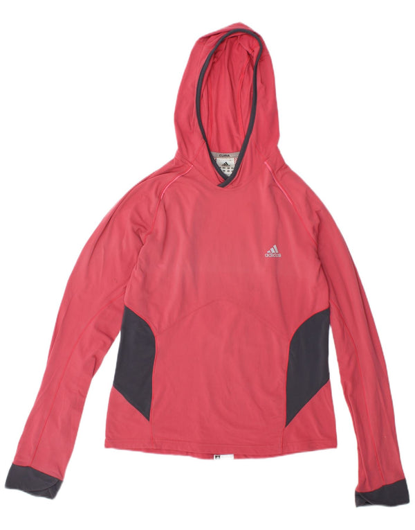 Adidas Damen Kapuzenpullover UK 12 Mittelrosa Colourblock Nylon