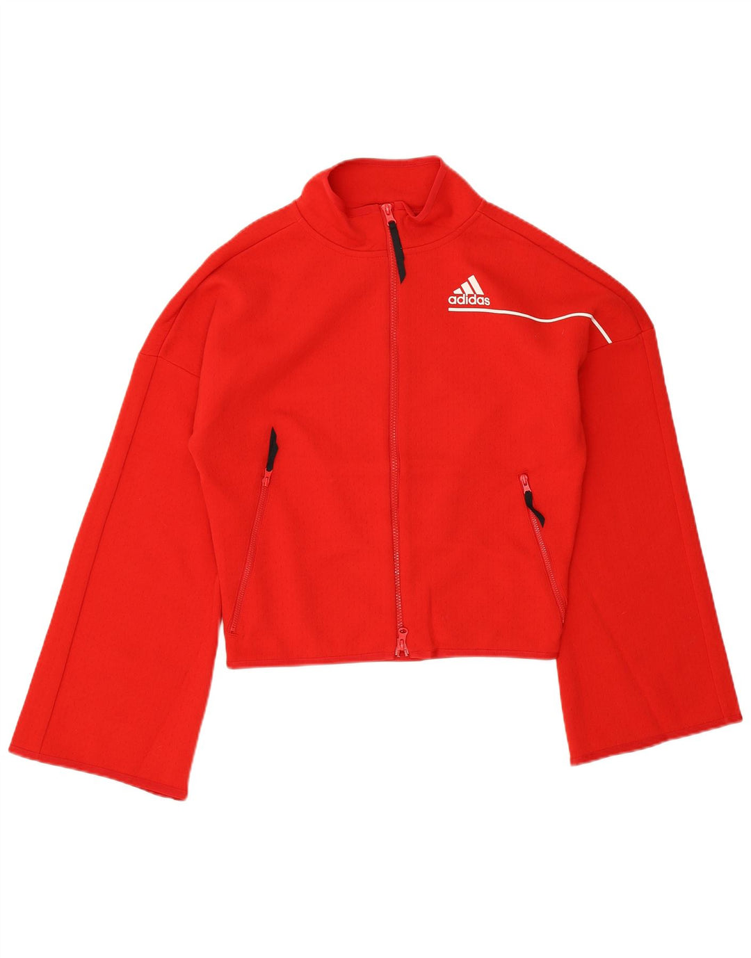 ADIDAS Damen-Trainingsanzug, übergroß, Jacke, Gr. 8/10, Größe S, rot, Baumwolle