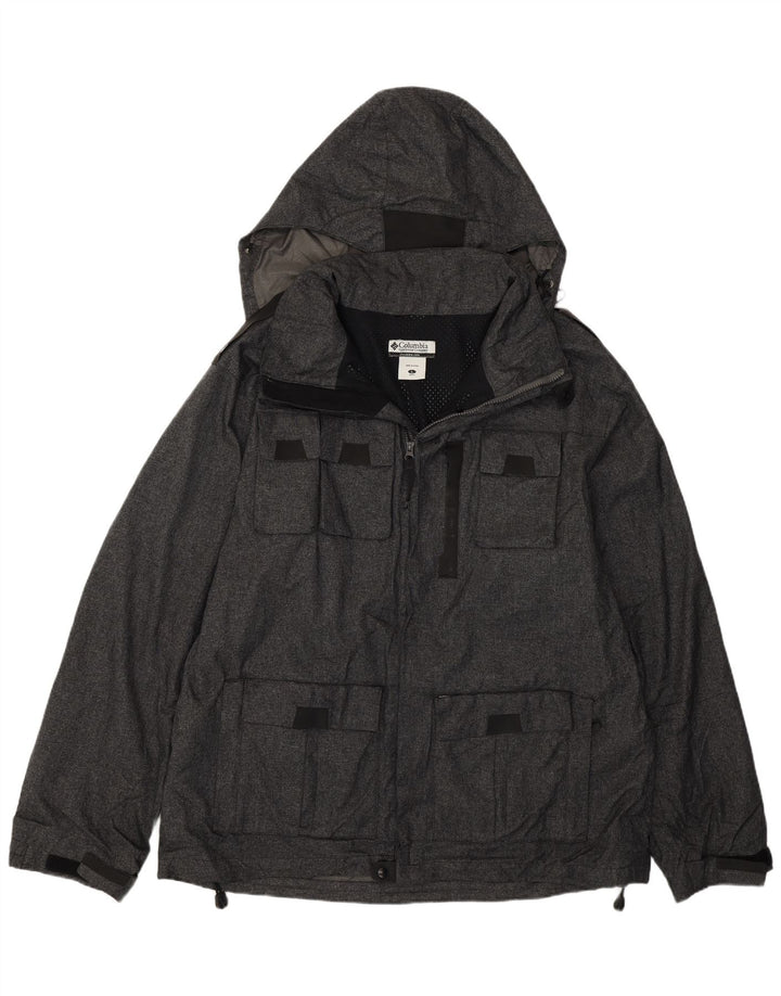 Columbia Herren-Utility-Jacke mit Kapuze, UK 40, großes graues Polyamid