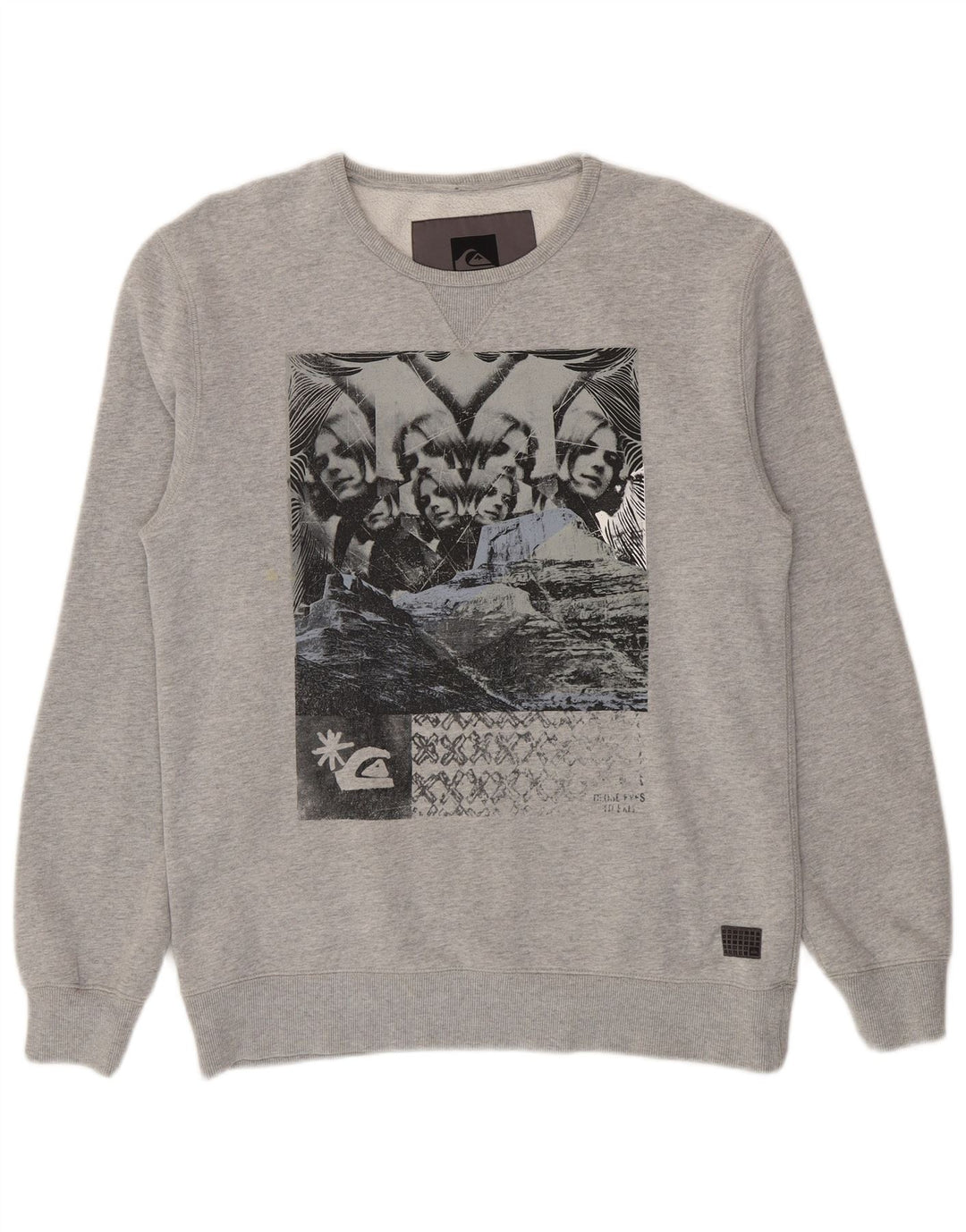Quiksilver Herren-Sweatshirt mit Grafik, Größe L, aus grauer Baumwolle