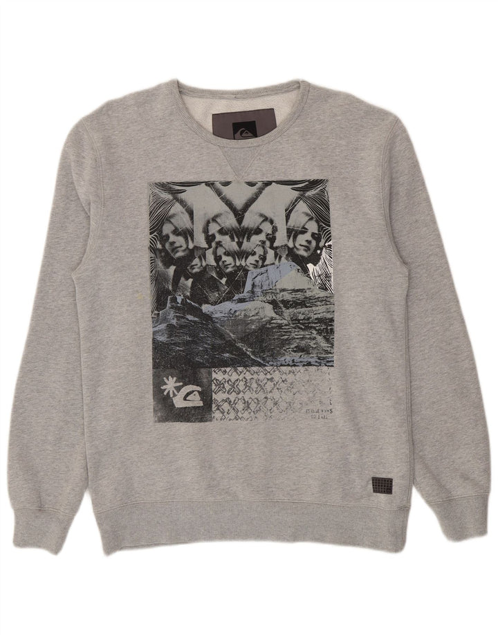 Quiksilver Herren-Sweatshirt mit Grafik, Größe L, aus grauer Baumwolle