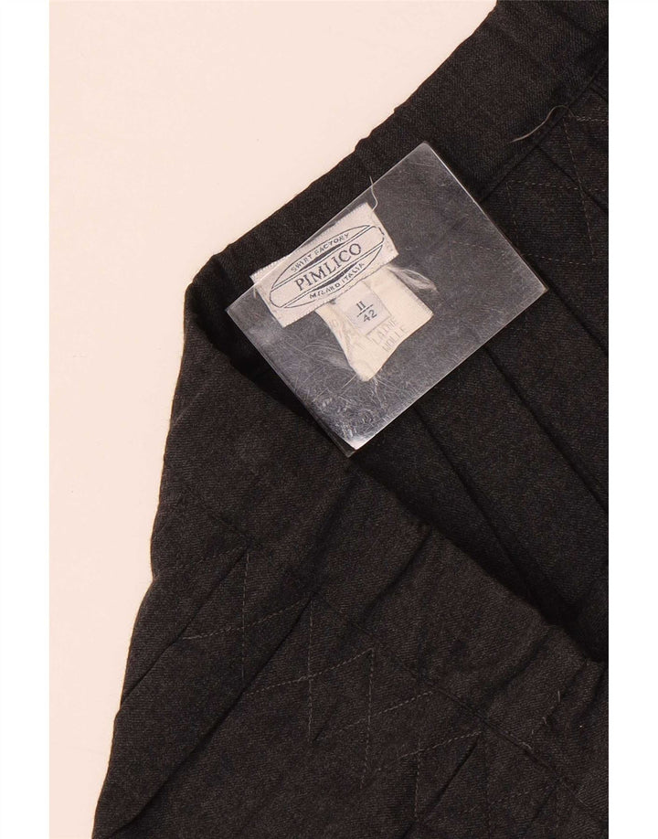 Vintage Damen Faltenrock IT 42 Medium W30 Graue Wolle