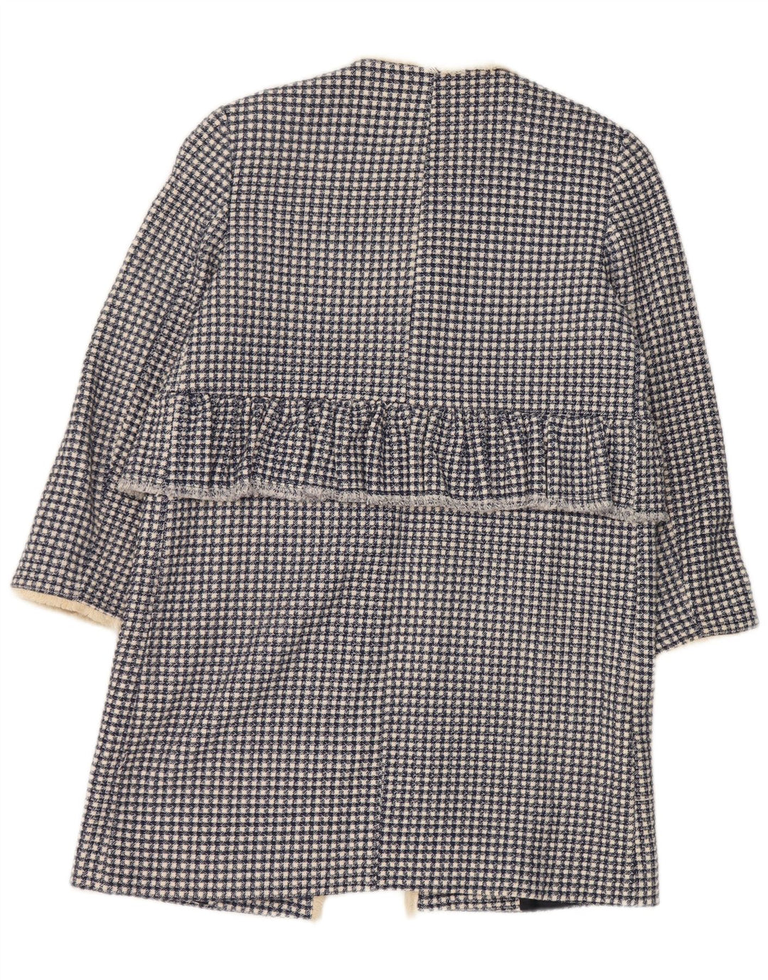 Zara Damen Übergroßer offener Mantel UK 10 Kleine blaue Hahnentritt-Baumwolle