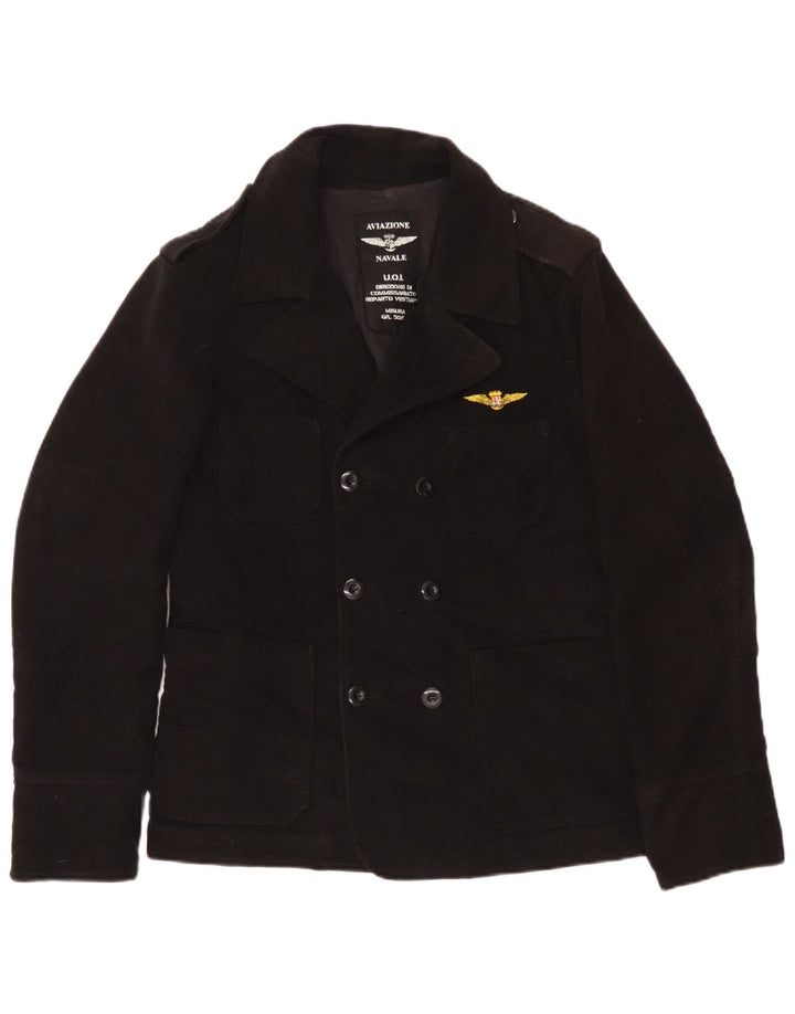 Aviazione Navale Herren Pea Coat UK 38 Mittelschwarze Baumwolle