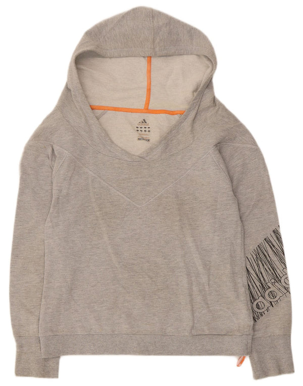 Adidas Damen Clima 365 Graphic Hoodie Pullover UK 10 Small Grau meliert