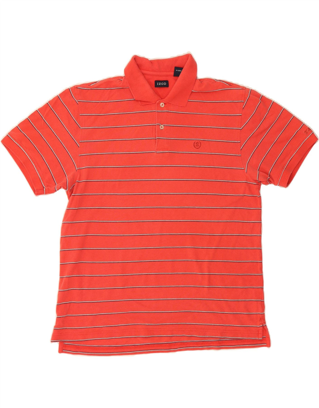 IZOD Mens Polo Shirt Large Red Striped Cotton Vintage Izod and Second-Hand Izod from Messina Hembry 