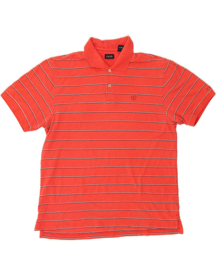 IZOD Mens Polo Shirt Large Red Striped Cotton Vintage Izod and Second-Hand Izod from Messina Hembry 