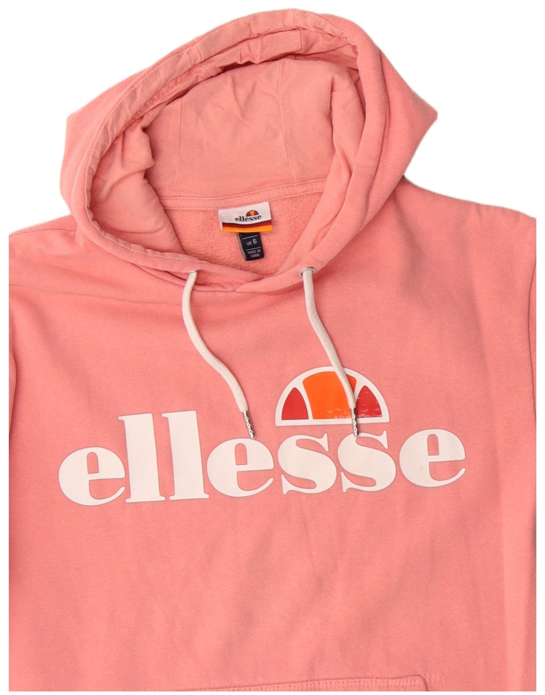 ELLESSE Damen Grafik-Hoodie-Pullover UK 6 XS Rosa Baumwolle