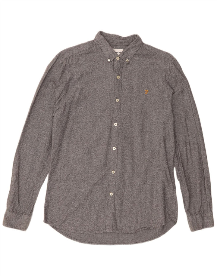 Farah Herren-Slim-Fit-Hemd, groß, aus grauer Baumwolle