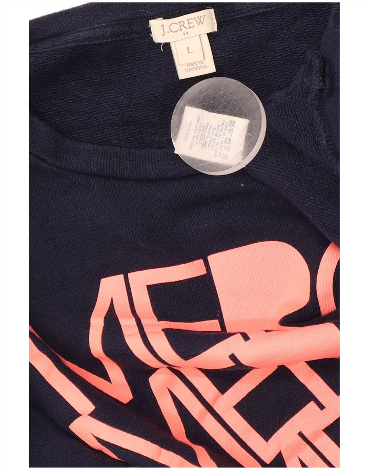 J. CREW Damen Grafik-Sweatshirt-Pullover UK 16 Large Marineblau Baumwolle
