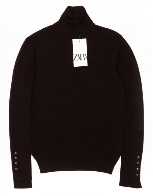 Zara Damen-Pullover mit Rollkragen, Gr. 18, XL, schwarze Viskose