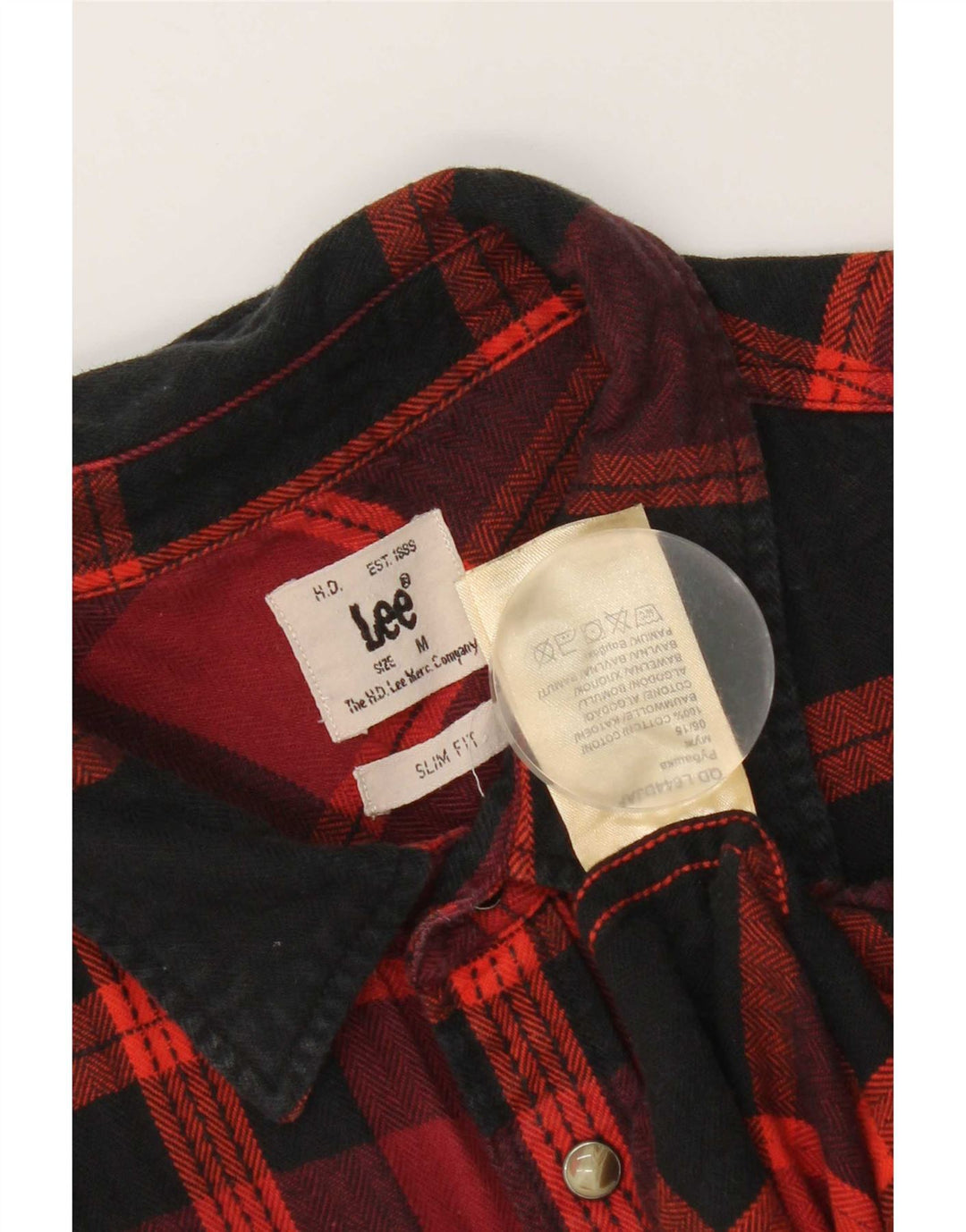 Lee Herren-Western-Slim-Fit-Flanellhemd aus mittelrot karierter Baumwolle
