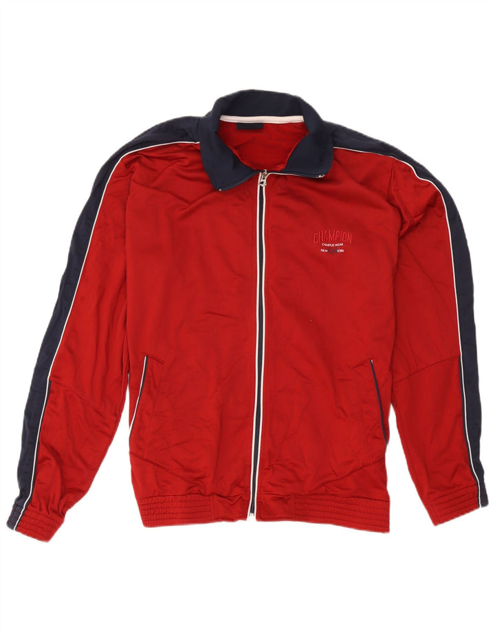 Champion Damen-Trainingsanzugoberteil, UK 16, Größe L, Rot, Colourblock-Polyester