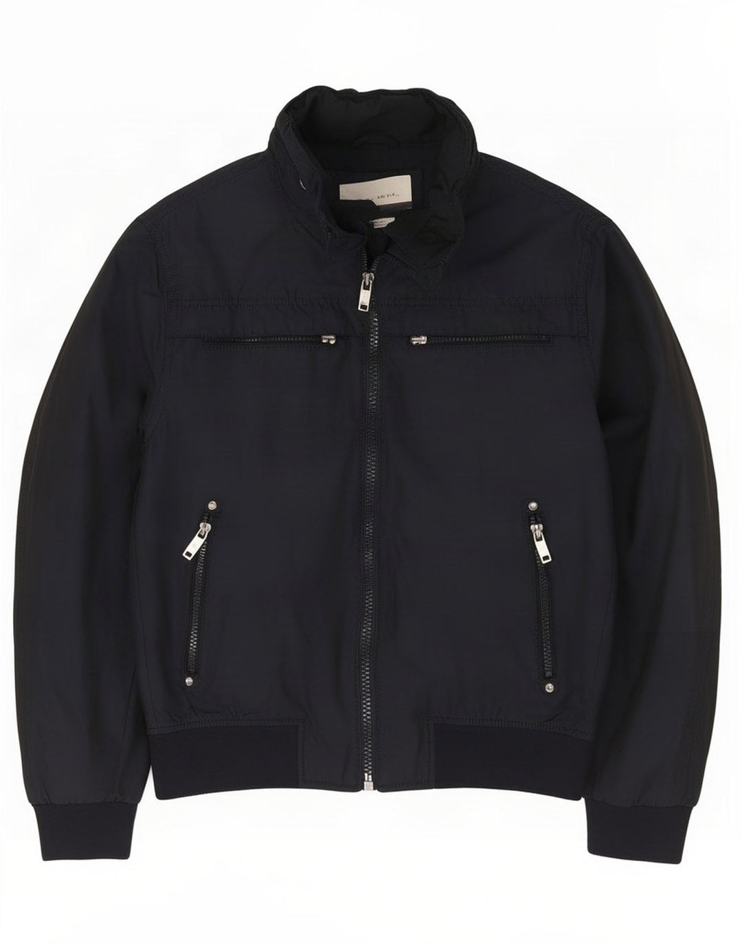 Zara Herren Bomberjacke UK 40 Large Marineblau Polyester