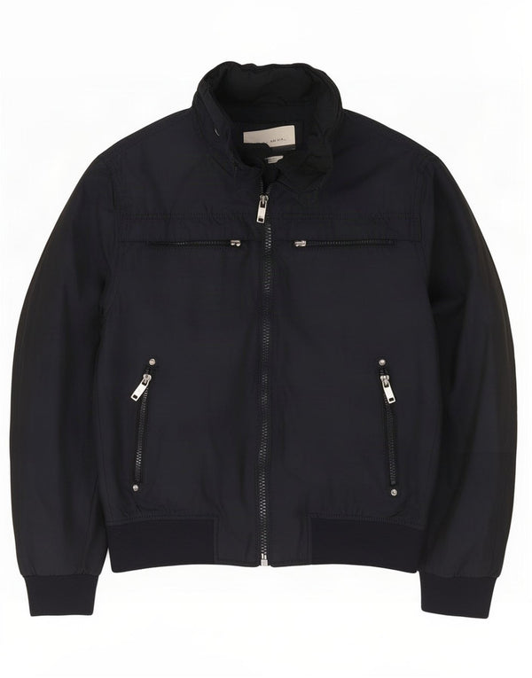 Zara Herren Bomberjacke UK 40 Large Marineblau Polyester