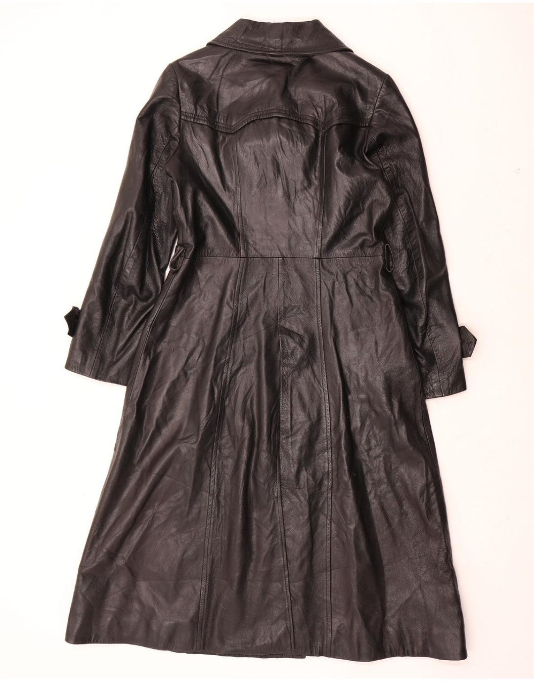 VINTAGE Damen Ledermantel UK 12 Mittelschwarzes Leder