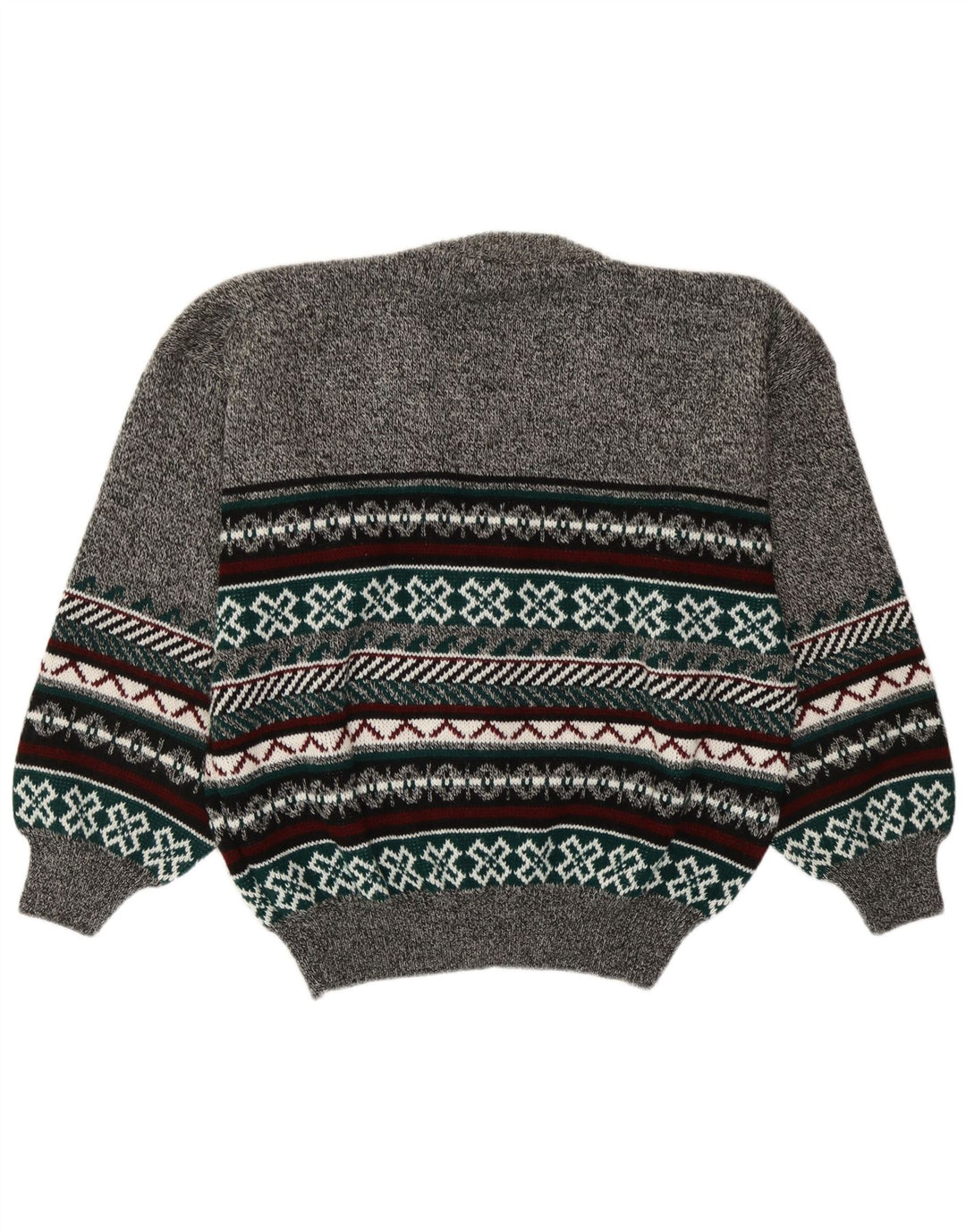 Vintage Herren Cardigan Pullover Groß Grau Fair Isle