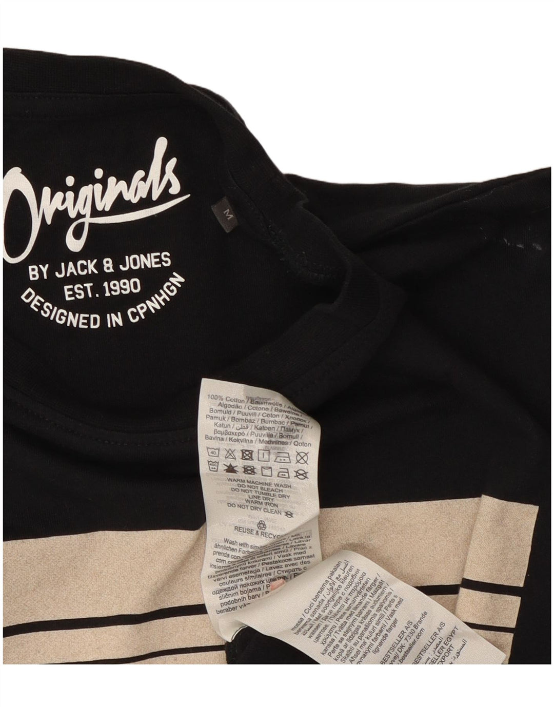 Jack & Jones Herren-T-Shirt mit Grafik, mittelschwarze Baumwolle